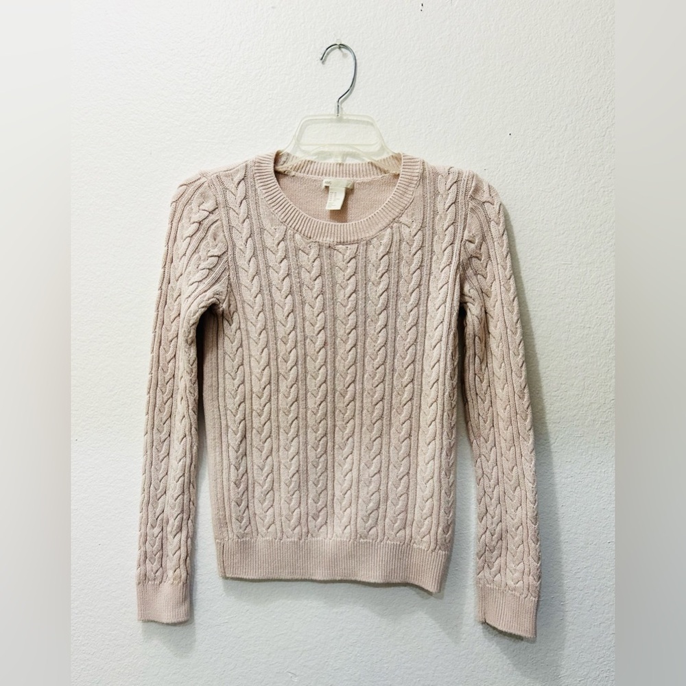 Basic Editions Pink Women's Cable Knit Sweater